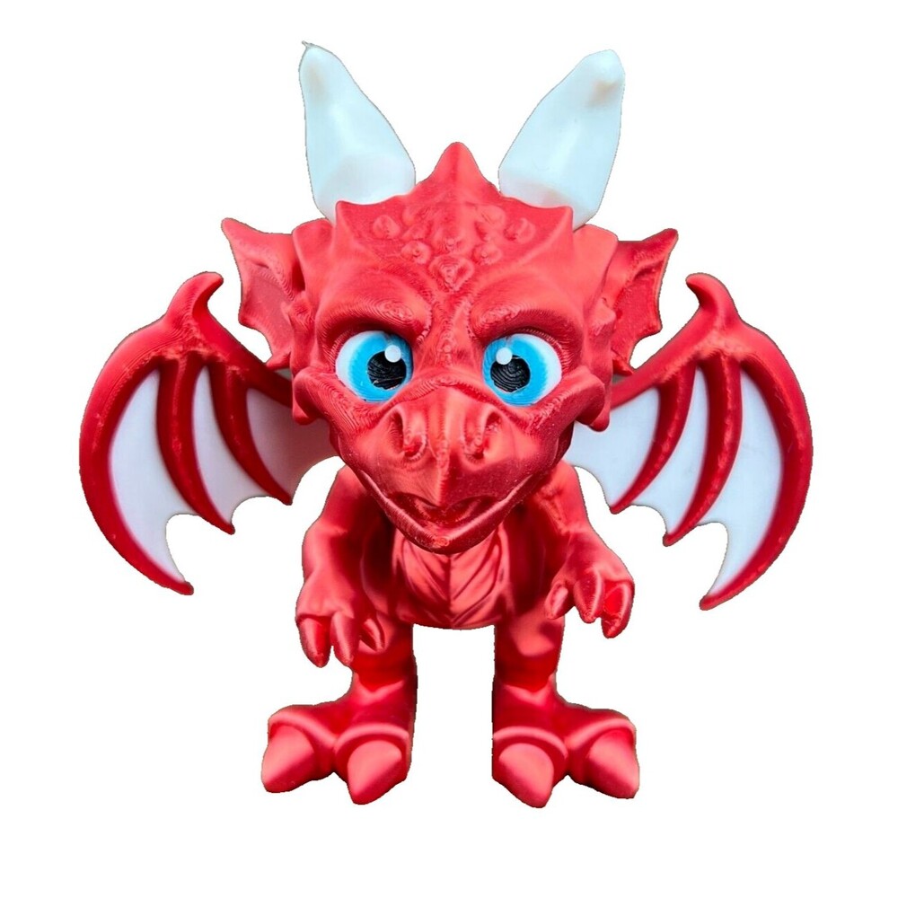 3D Printed Red Dragon Articulated (Head, Wings, Jaw, Arms, Legs, and Tail Moves)